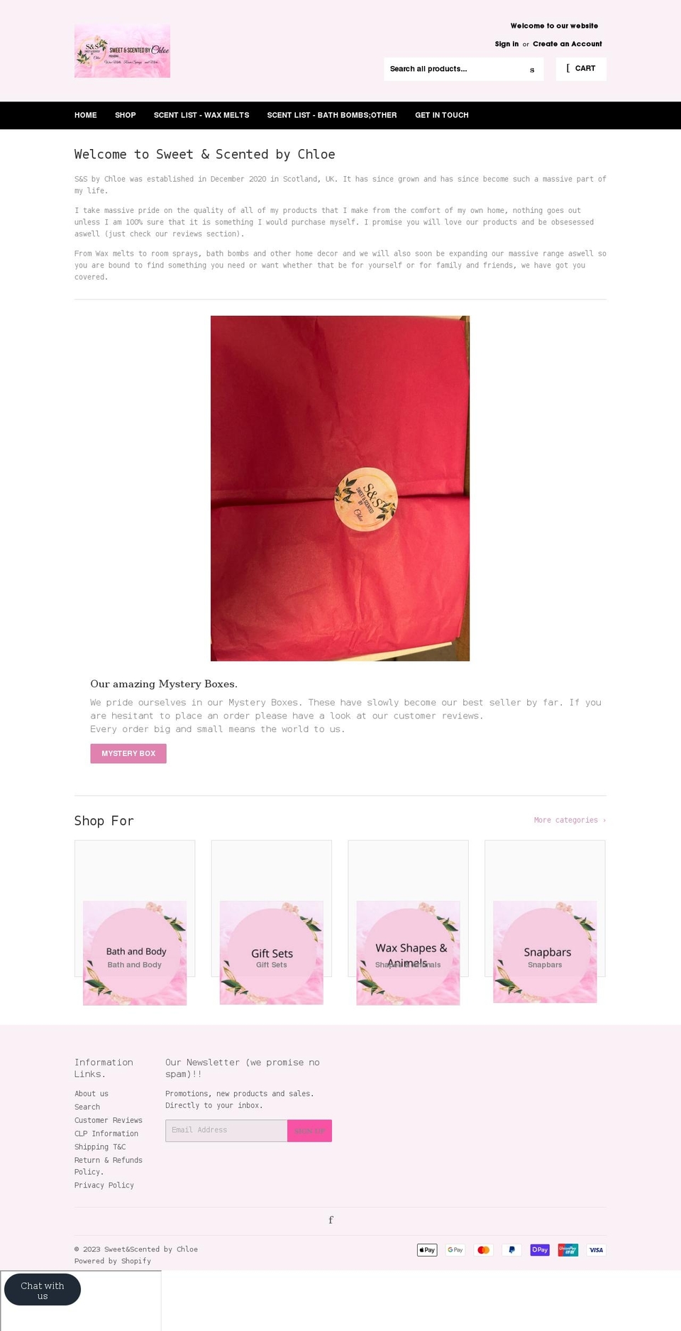 sweetscentedbychloe.co.uk shopify website screenshot
