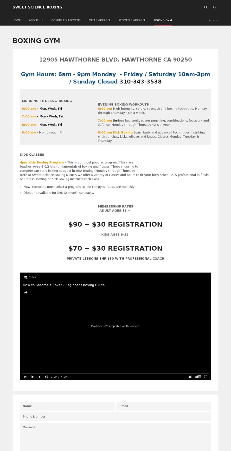 sweetsciencegym.com shopify website screenshot