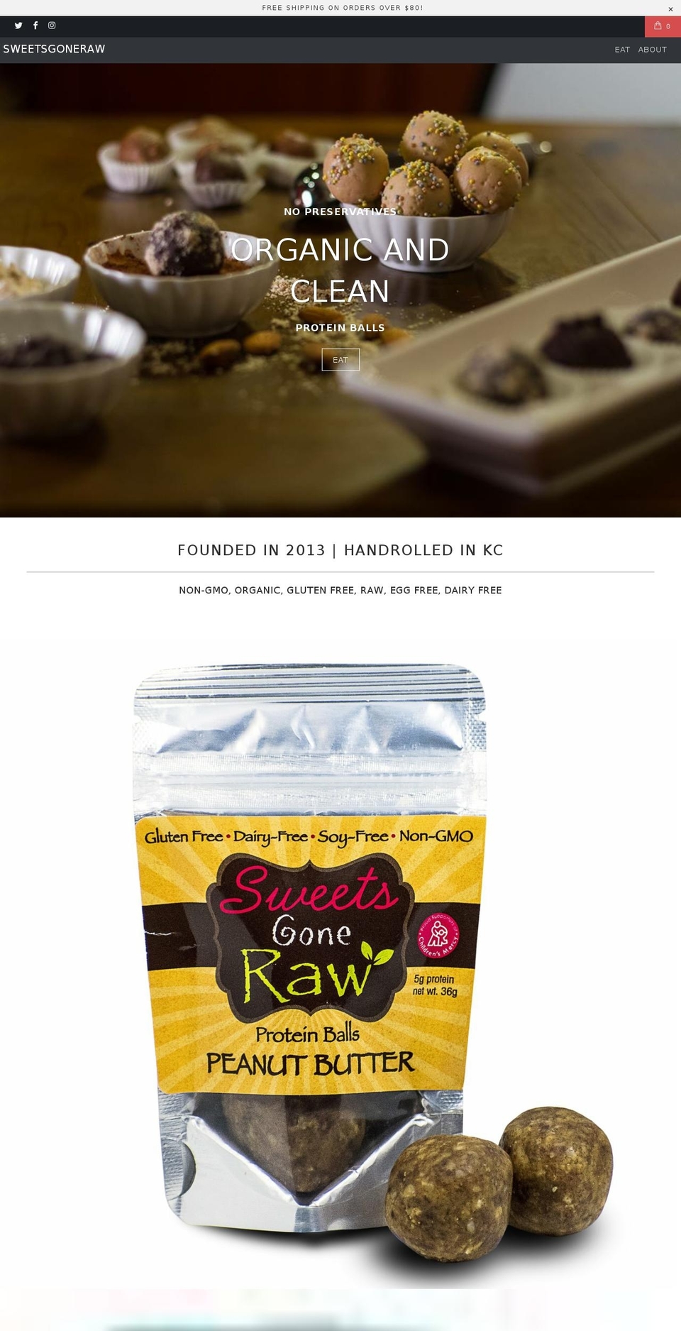 sweetsgoneraw.com — Shopify storefront screenshot