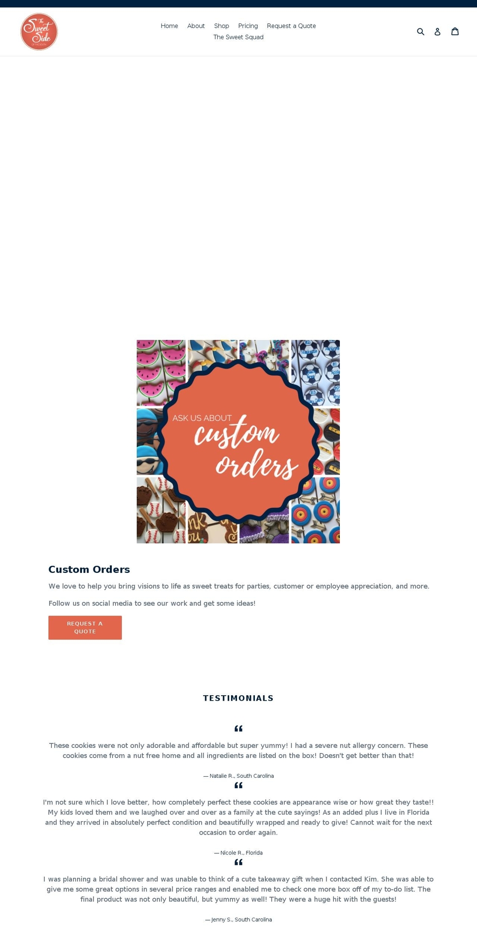 sweetsidesc.com — Shopify storefront screenshot