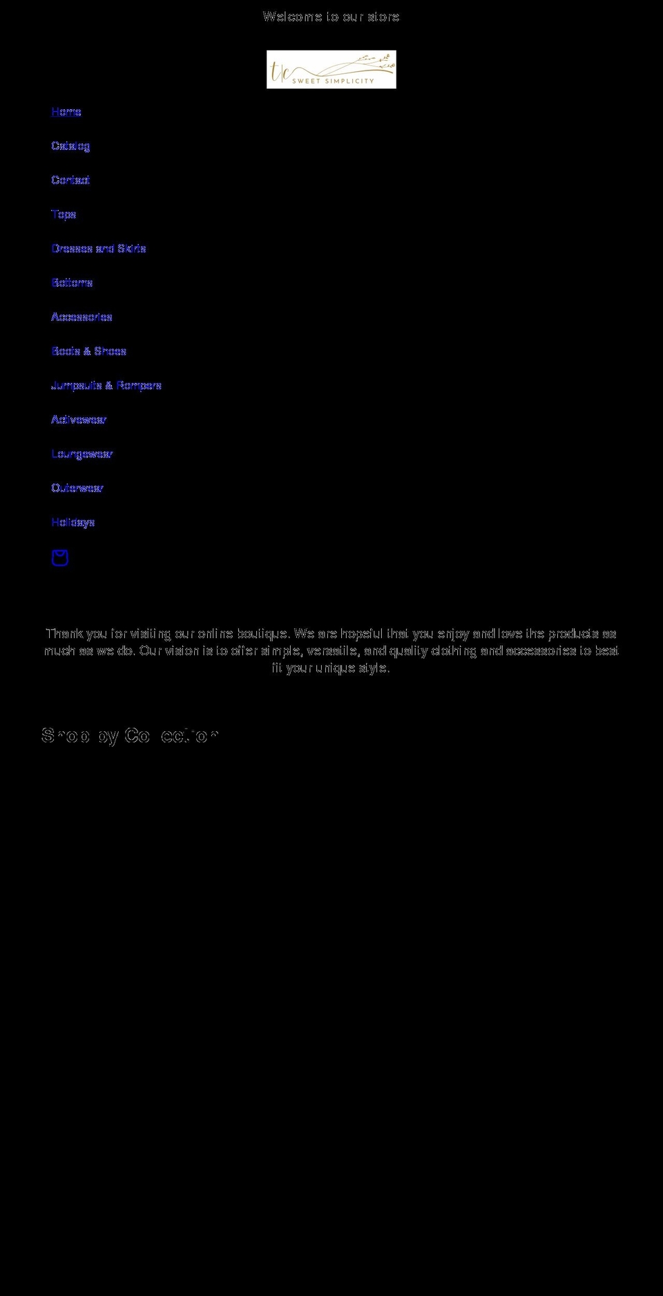 sweetsimplicityboutique.com — Shopify storefront screenshot