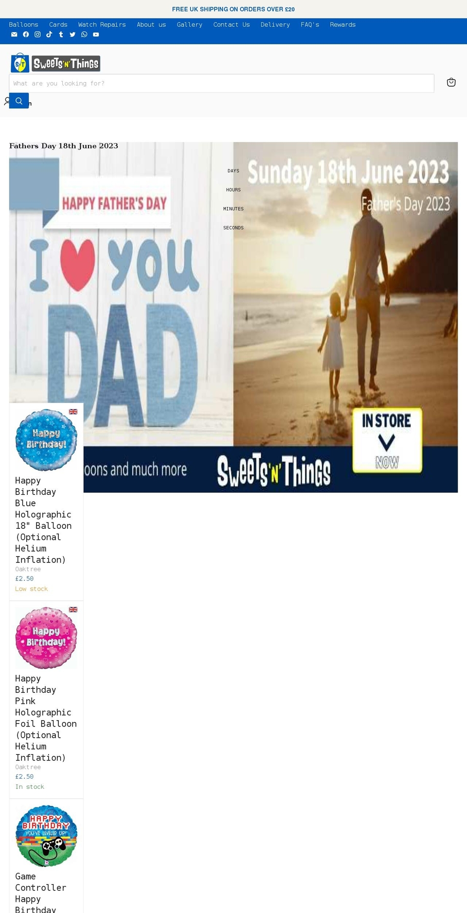 sweetsnthings.co.uk shopify website screenshot
