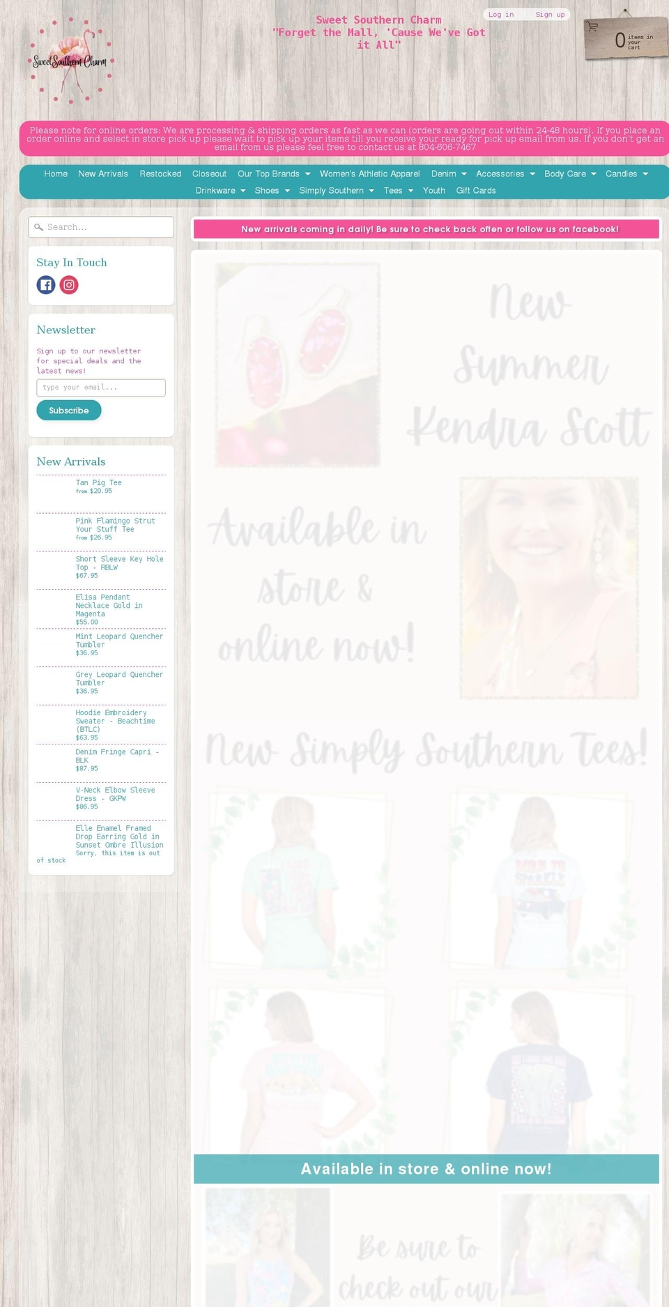 sweetsoutherncharmva.com shopify website screenshot