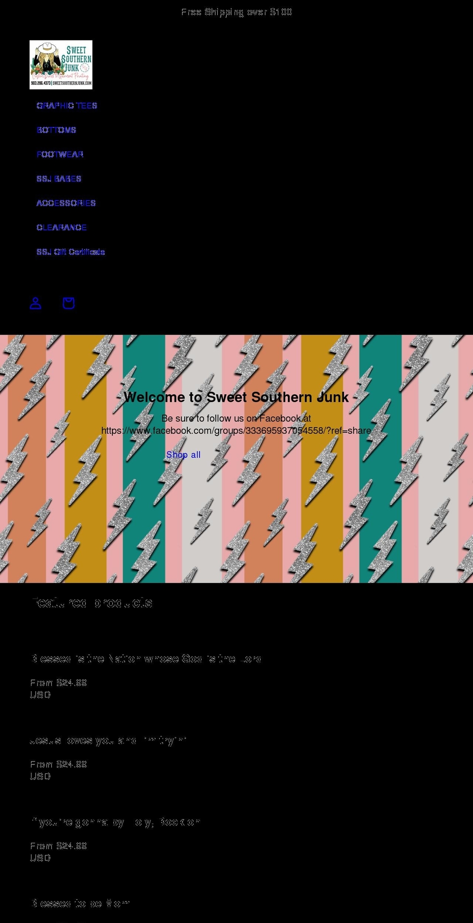 sweetsouthernjunk.com shopify website screenshot