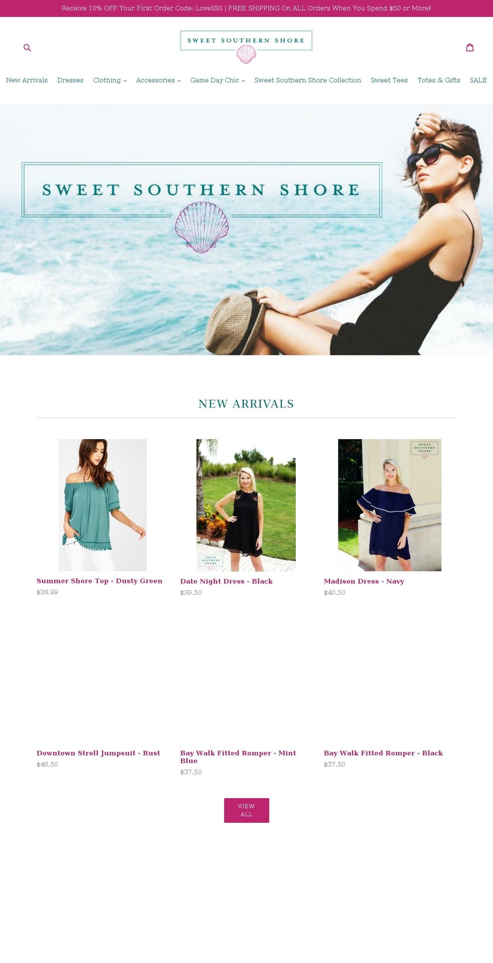 sweetsouthernshore.com — Shopify storefront screenshot