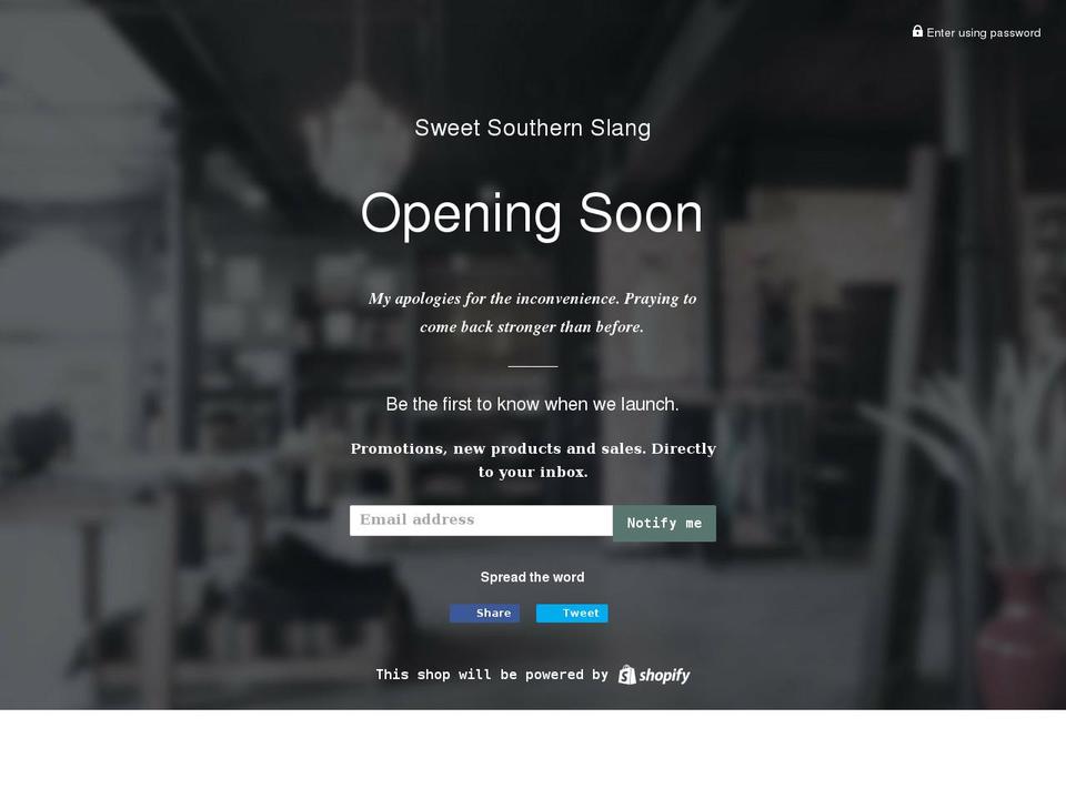 sweetsouthernslang.com shopify website screenshot