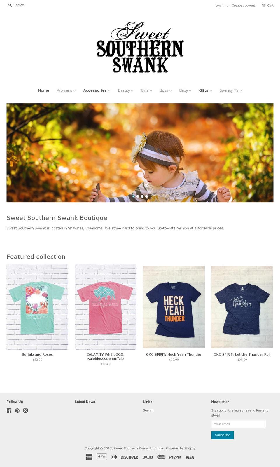 sweetsouthernswank.com shopify website screenshot