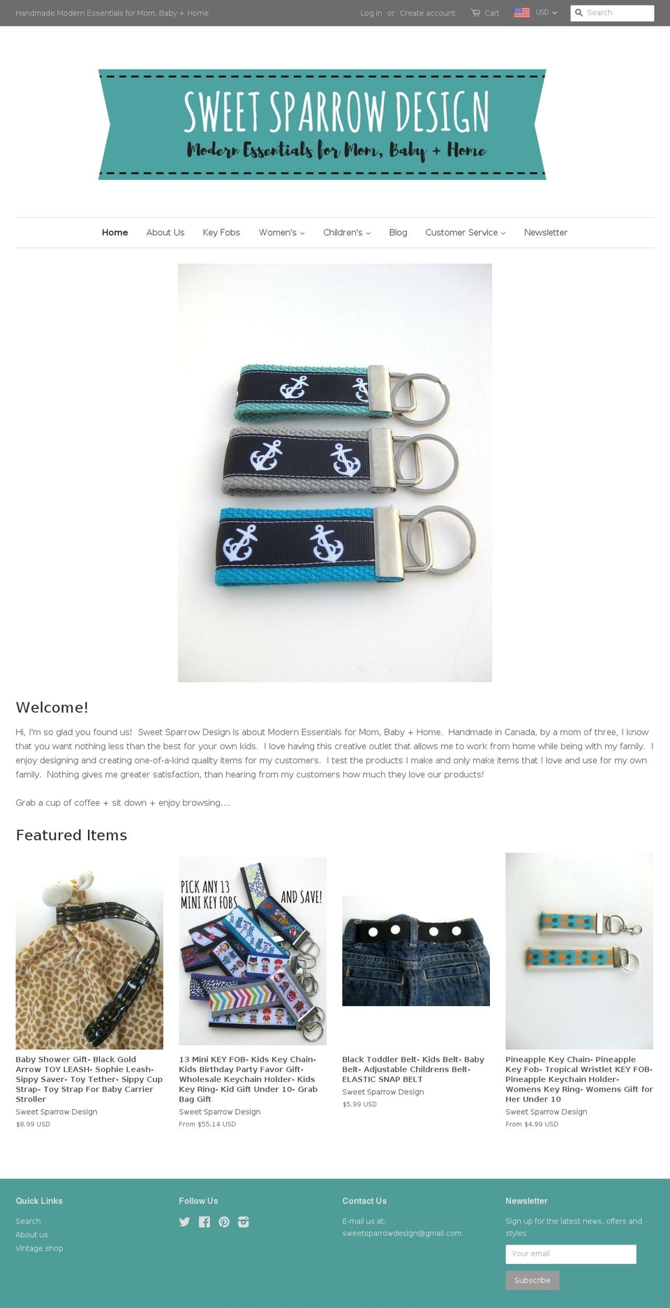 sweetsparrowdesign.com shopify website screenshot