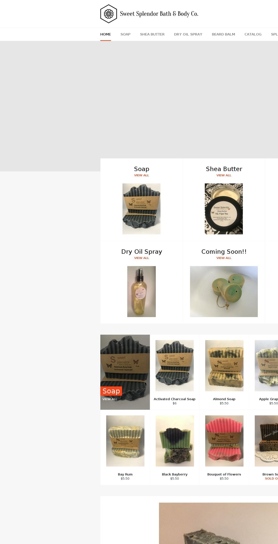 sweetsplendorbathandbody.com shopify website screenshot