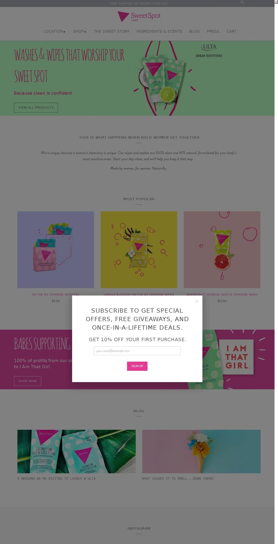 sweetspotlabs.ca shopify website screenshot
