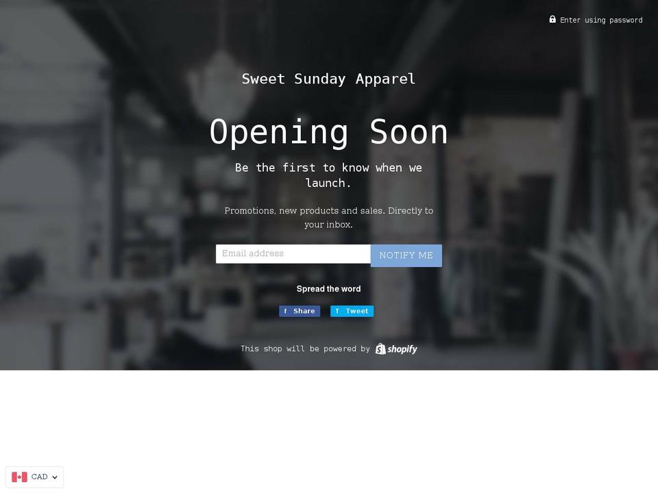 sweetsundayapparel.com shopify website screenshot