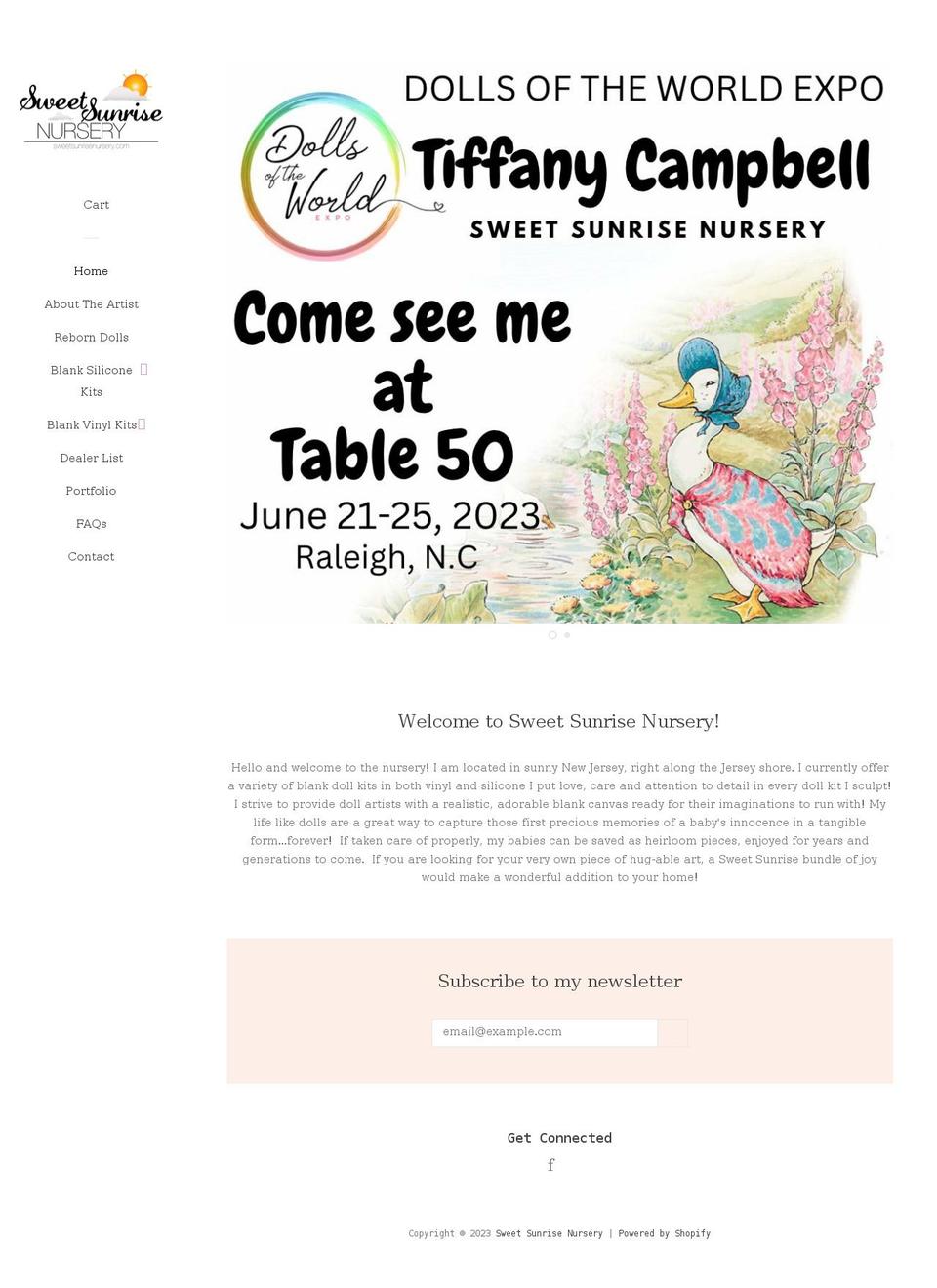 sweetsunrisenursery.com shopify website screenshot