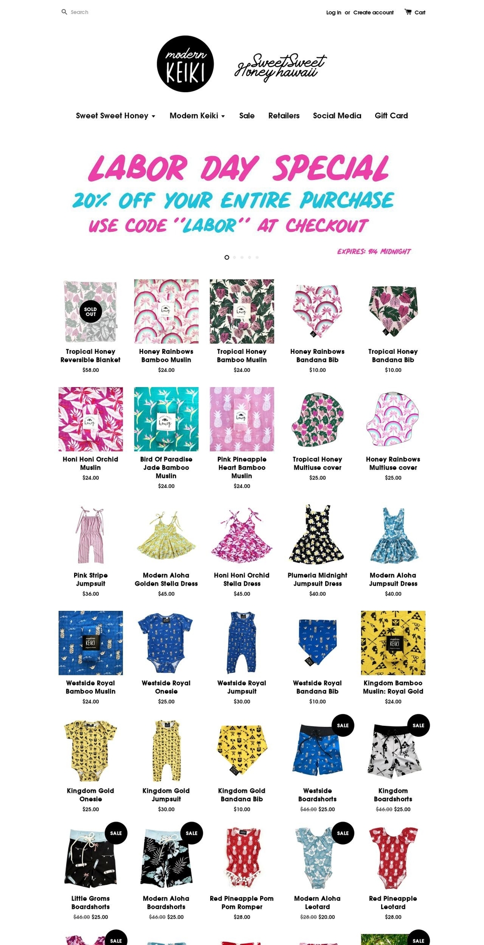 sweetsweethoneyhawaii.com shopify website screenshot