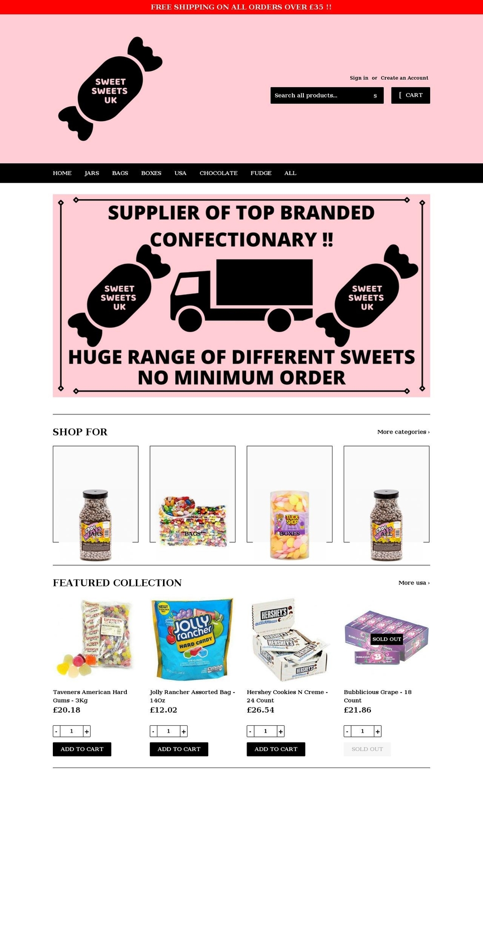 sweetsweetsuk.com shopify website screenshot