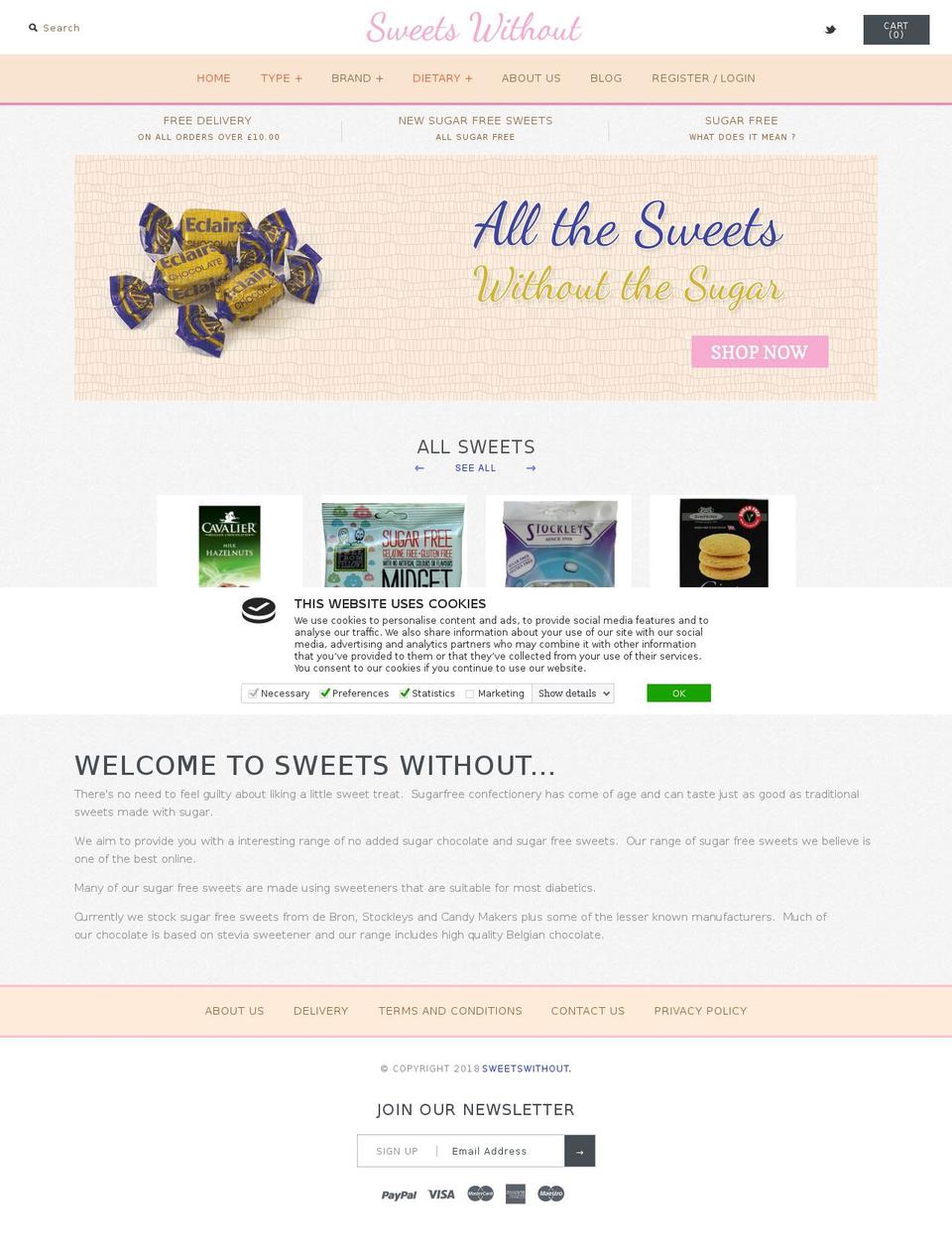 Sweets New Shopify theme site example sweetswithout.com