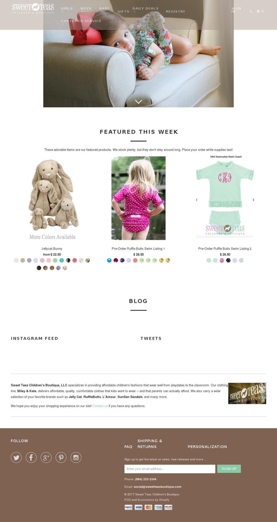 sweetteaschildrensboutique.com shopify website screenshot