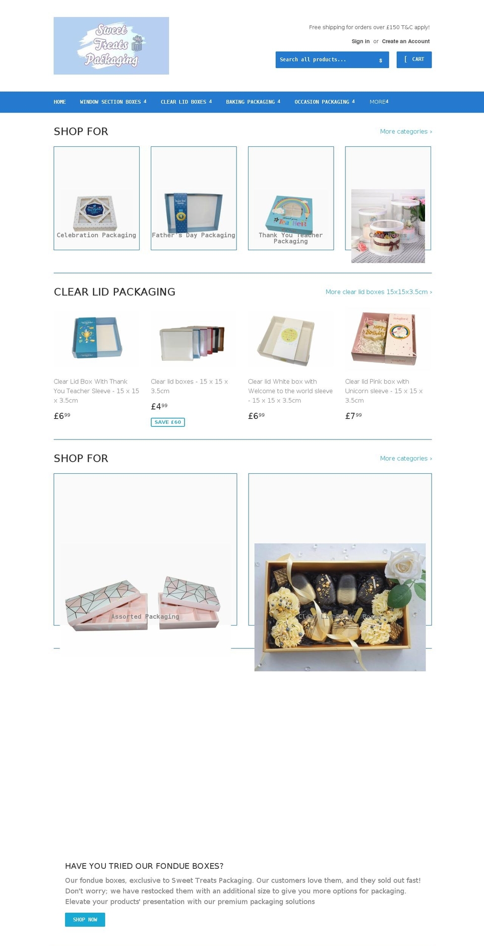 sweettreatspackaging.com shopify website screenshot