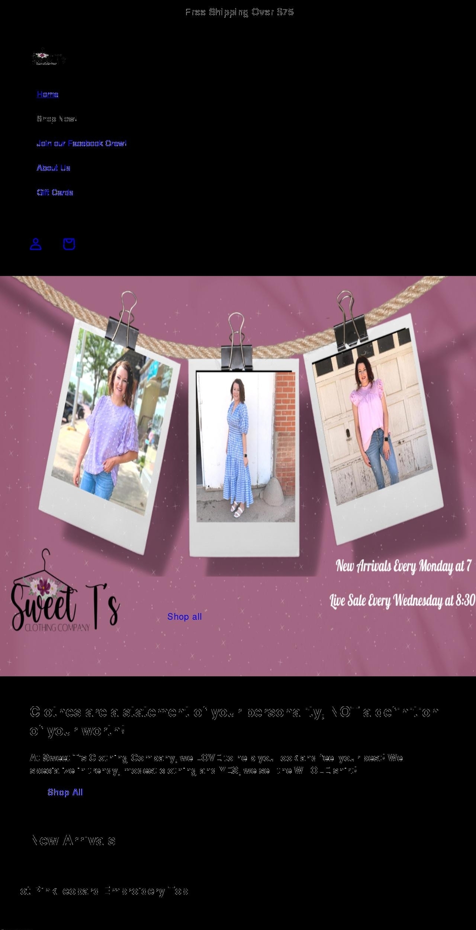 sweettsclothingcompany.com shopify website screenshot