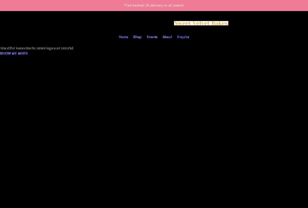 sweetvelvetbakes.com shopify website screenshot