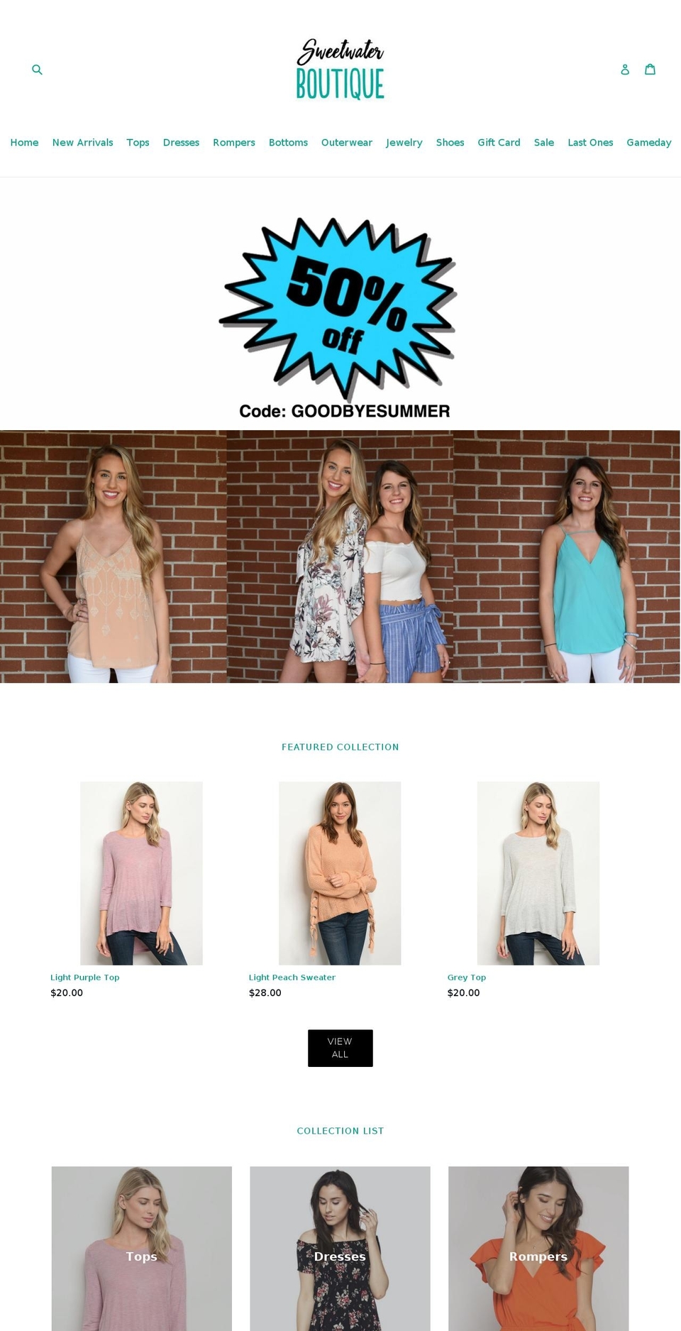 sweetwaterboutique.net shopify website screenshot