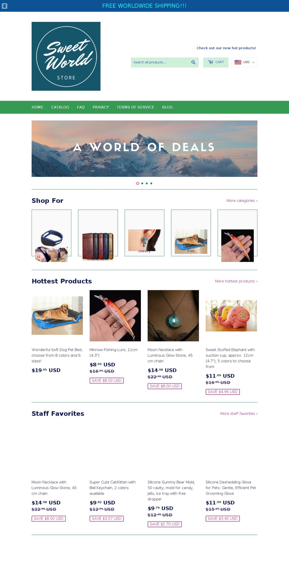 sweetworldstore.com — Shopify storefront screenshot