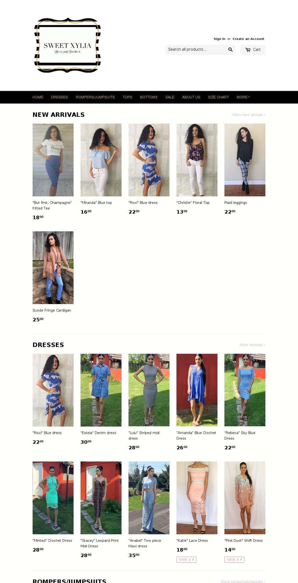 sweetxylia.com shopify website screenshot
