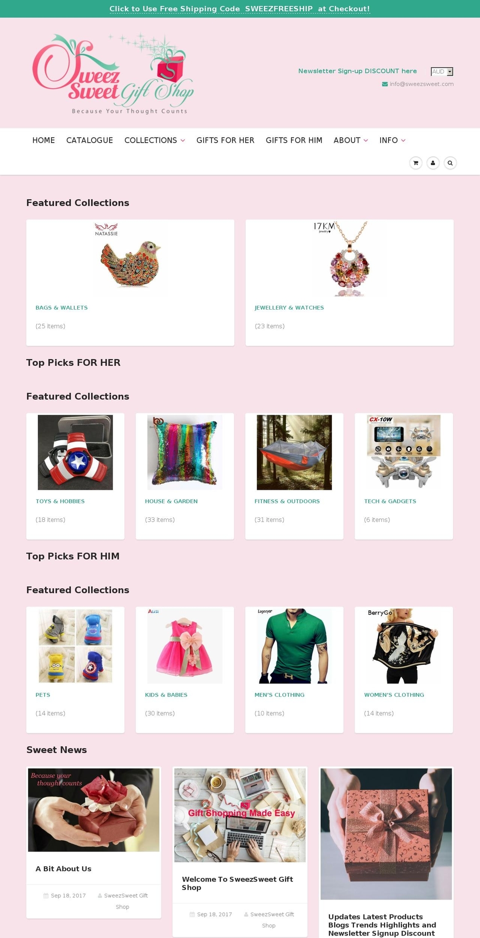 sweezsweet.com — Shopify storefront screenshot