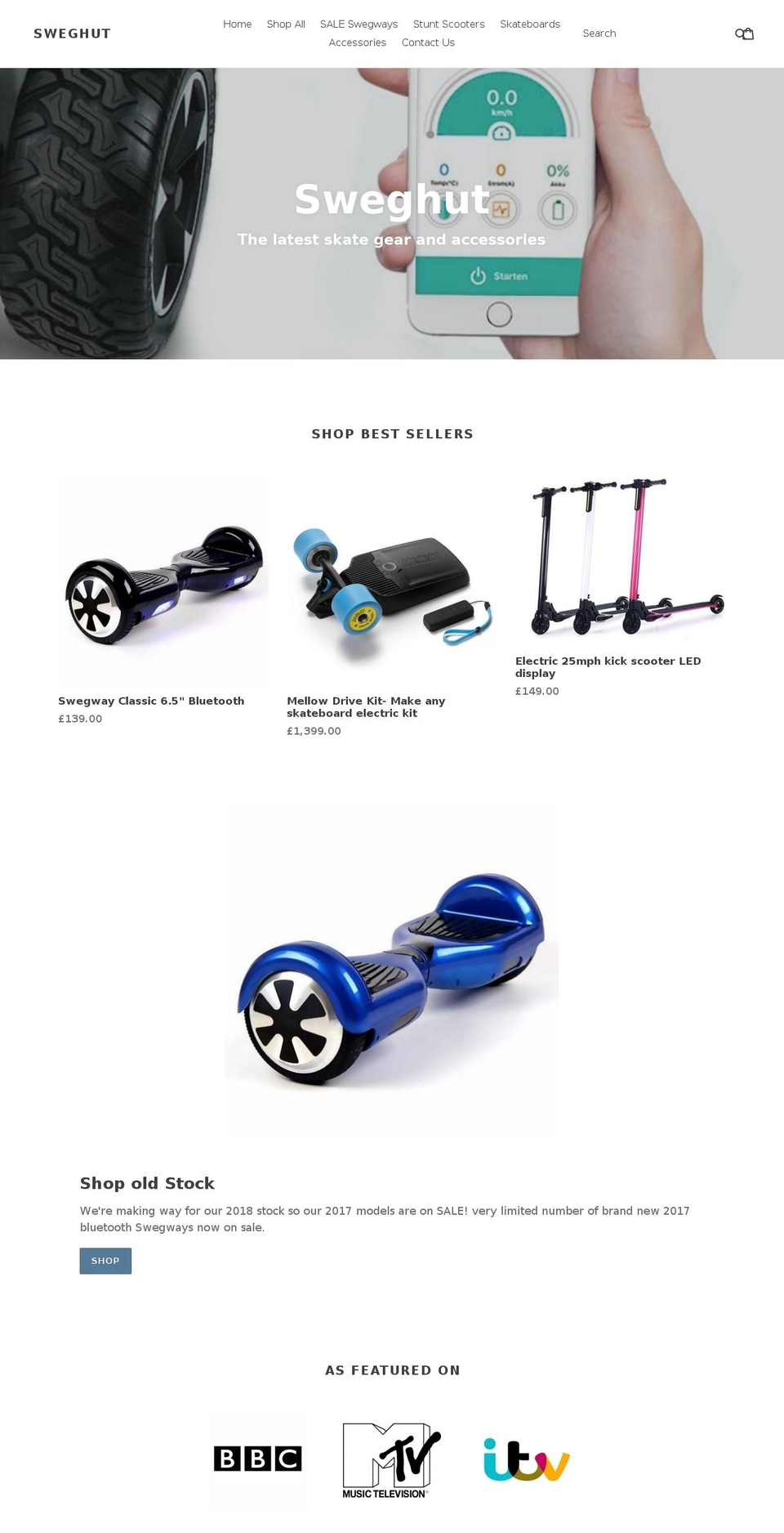 sweghut.com — Shopify storefront screenshot
