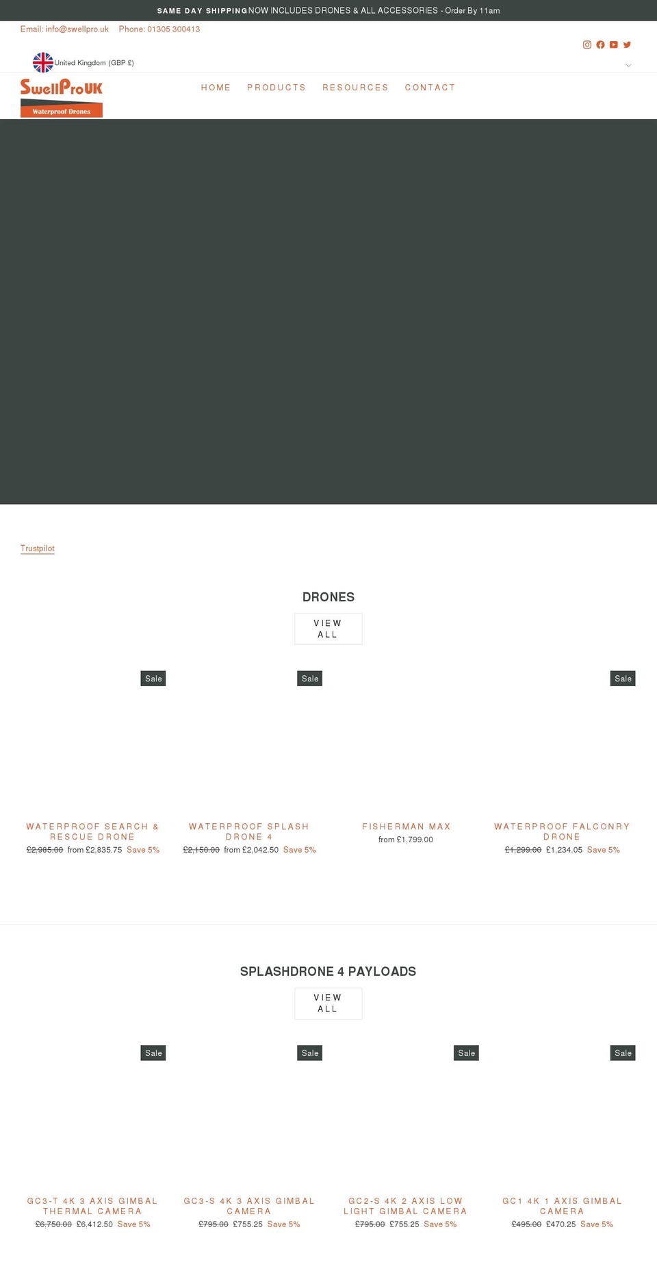 swellpro-uk.co.uk shopify website screenshot