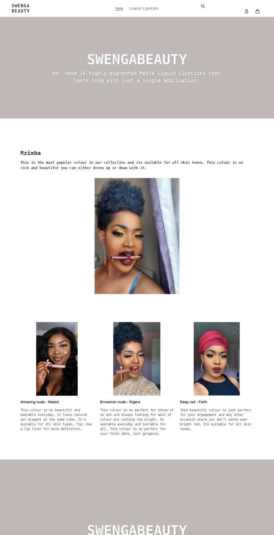 swengabeauty.com shopify website screenshot