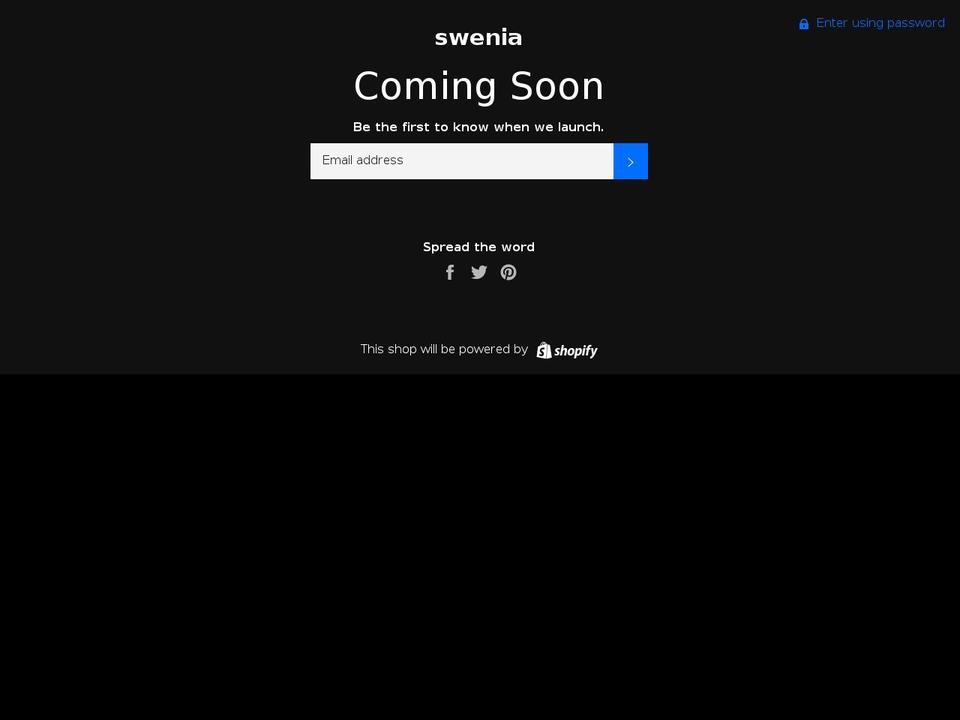 swenia.com shopify website screenshot