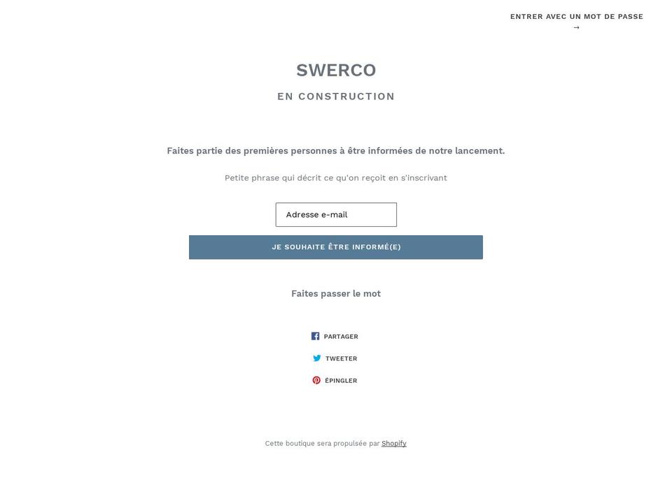 swerco.com — Shopify storefront screenshot