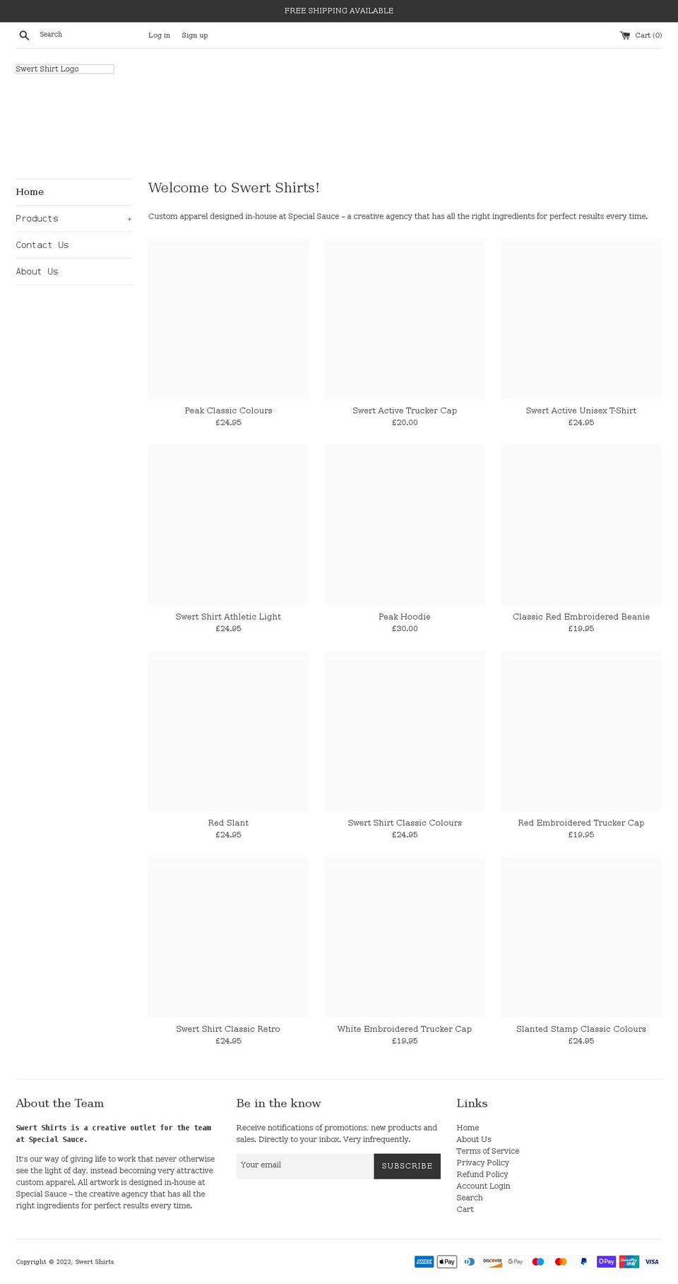 swert.co.uk shopify website screenshot