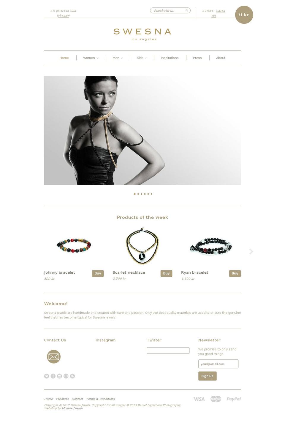 swesnajewels.com shopify website screenshot