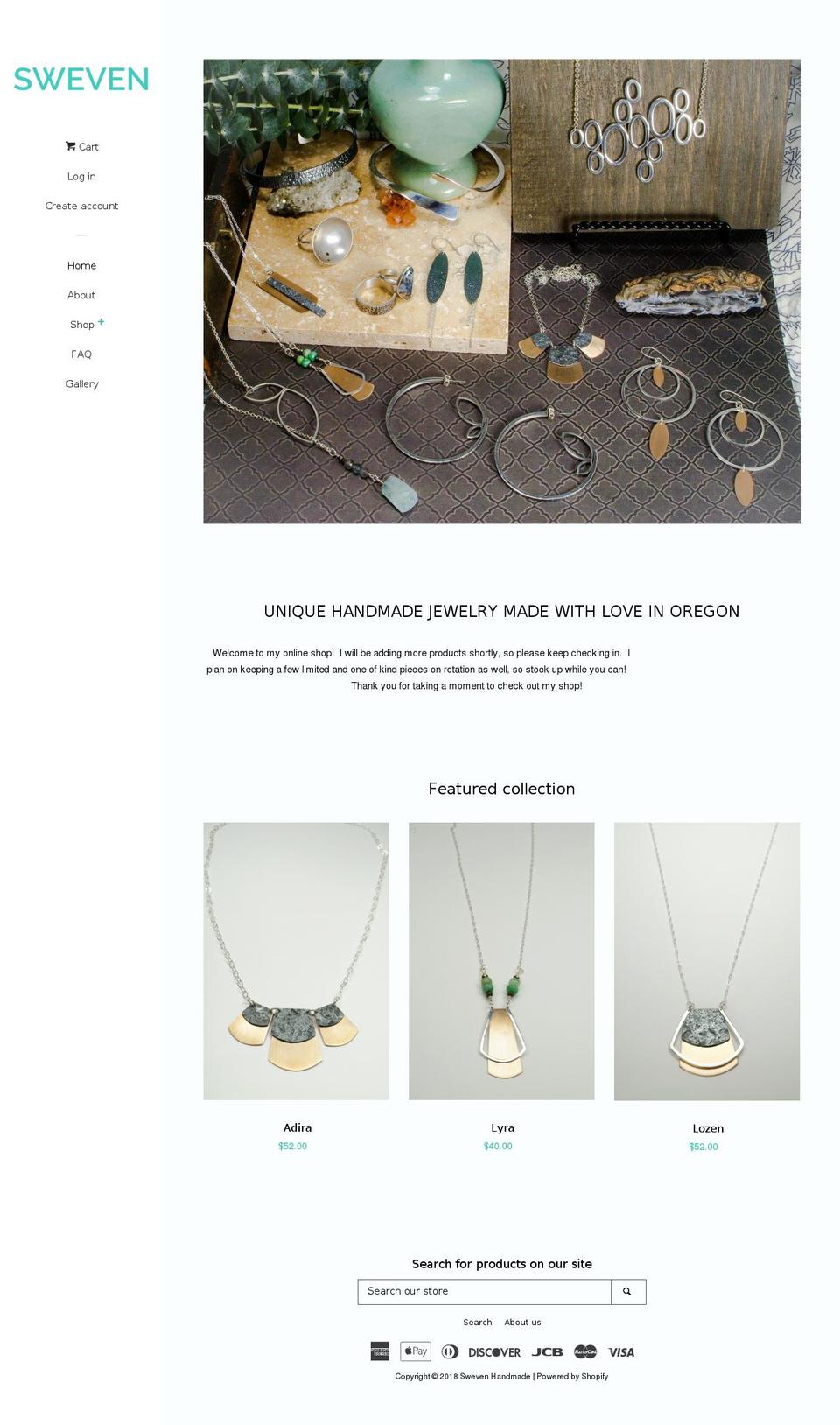 swevenhandmade.com shopify website screenshot