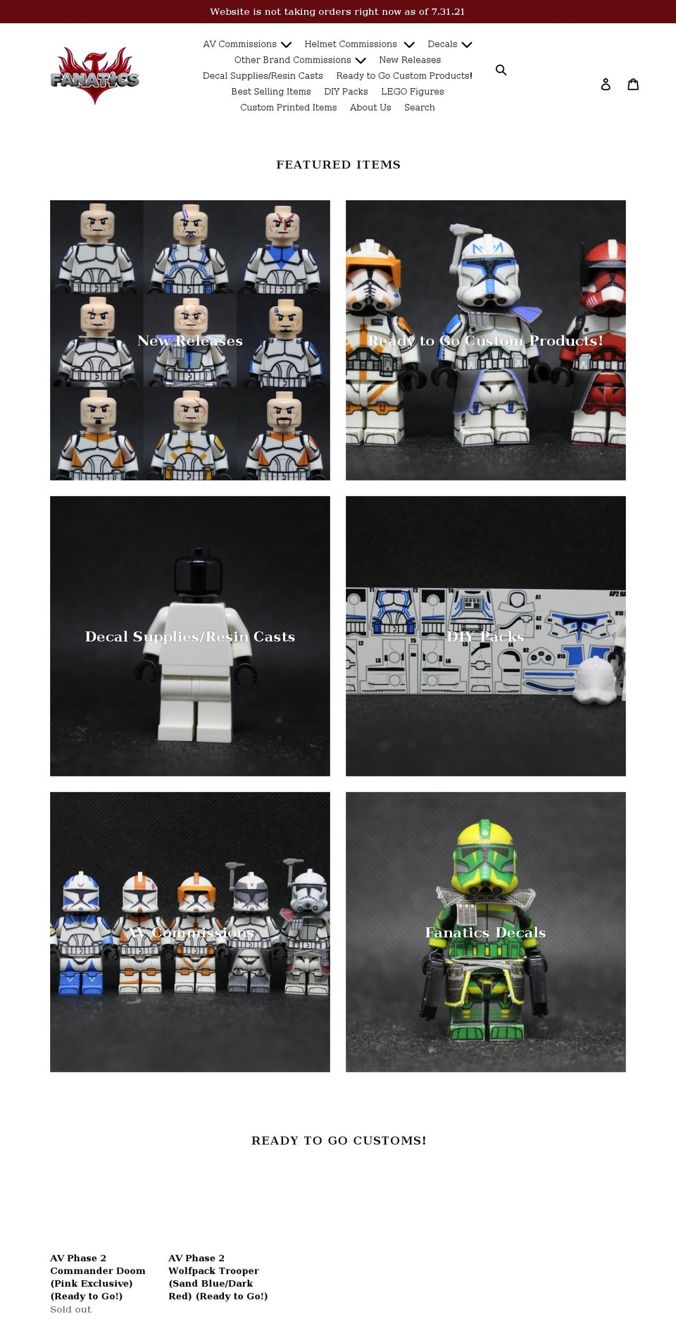 swfanatics.com shopify website screenshot