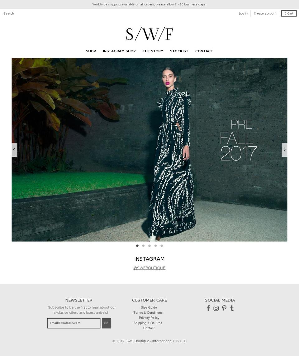 swfboutique.com shopify website screenshot