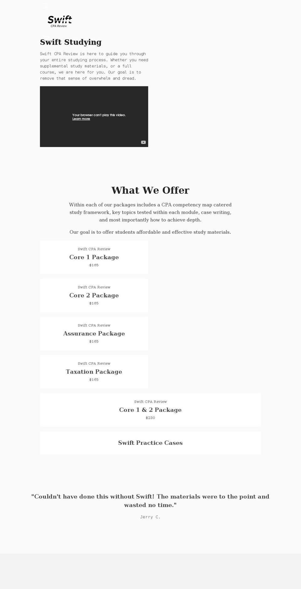 swiftcpareview.com shopify website screenshot