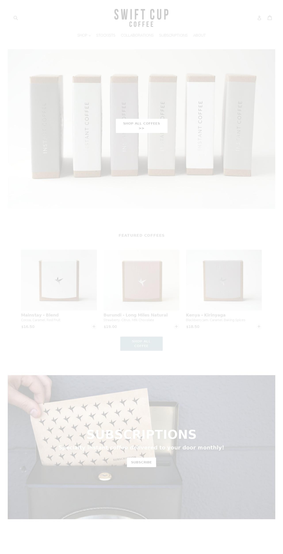 swiftcupcoffee.com shopify website screenshot