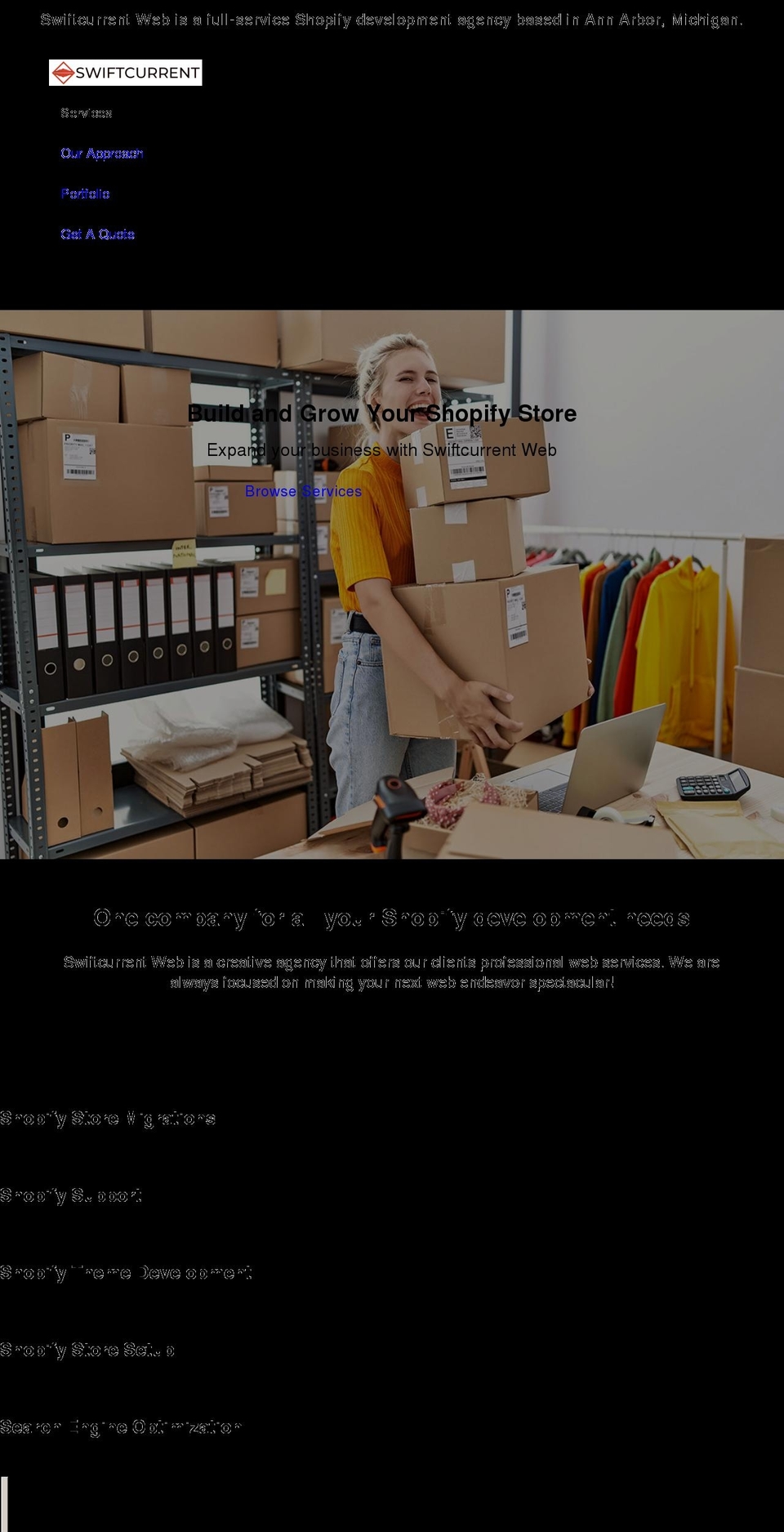 swiftcurrentweb.com shopify website screenshot