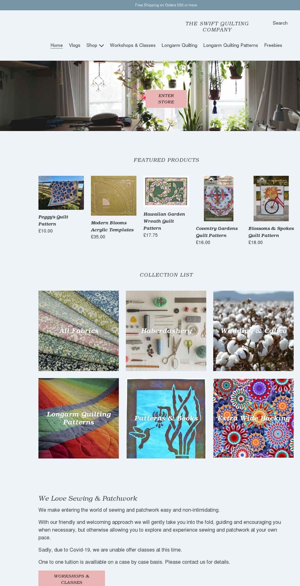 swiftquilting.com shopify website screenshot