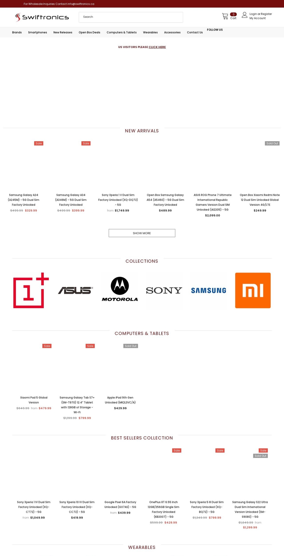 swiftronics.ca shopify website screenshot