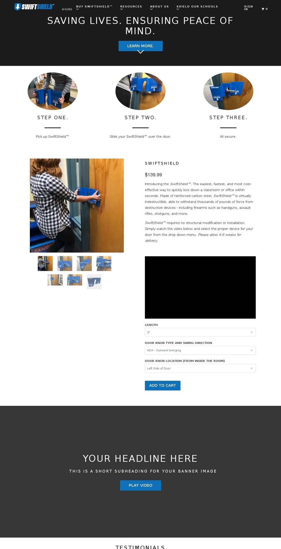 swiftshield.com shopify website screenshot