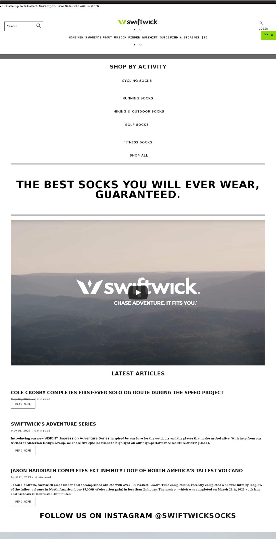 swiftwick.myshopify.com — Shopify storefront screenshot