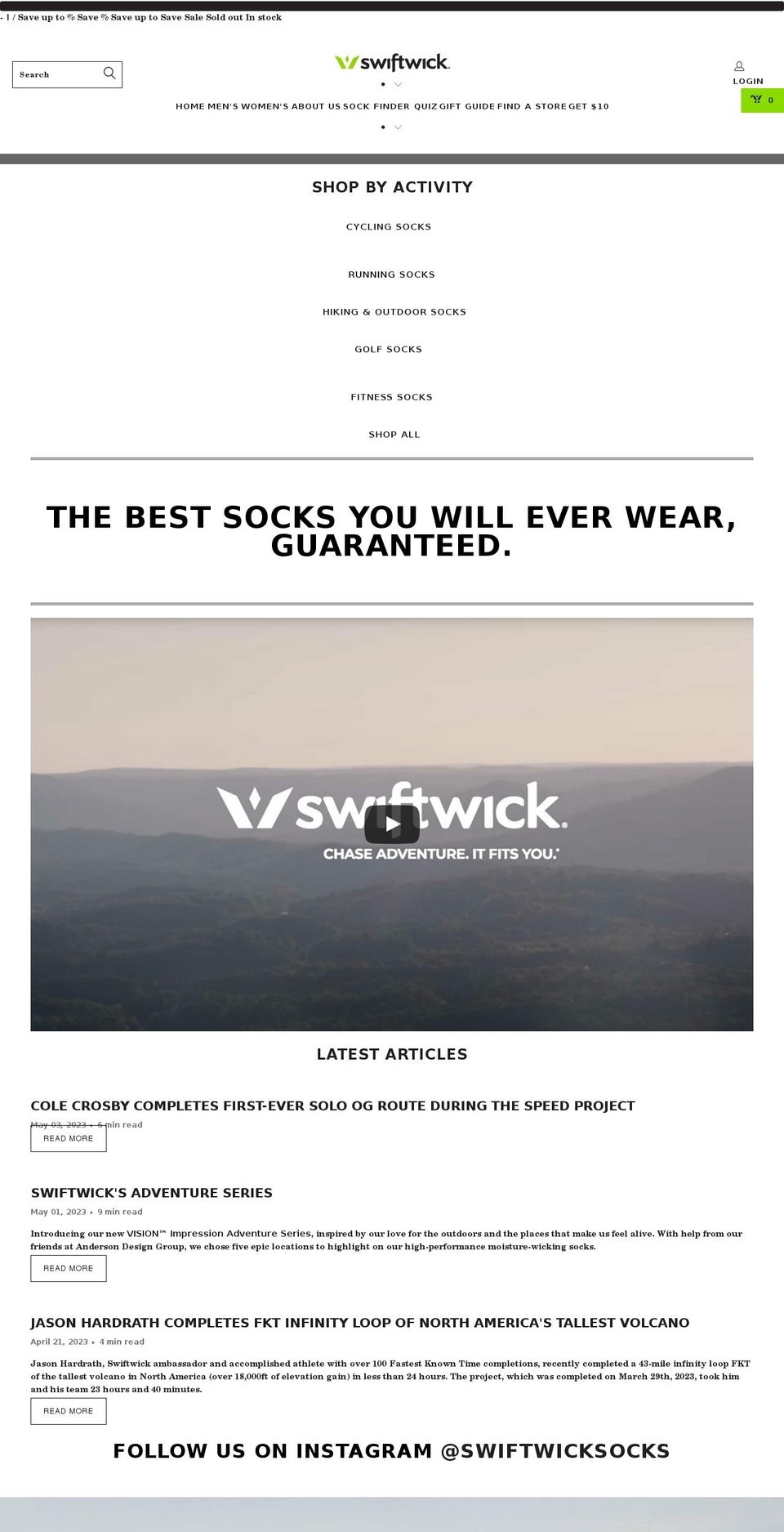 swiftwick.uk shopify website screenshot