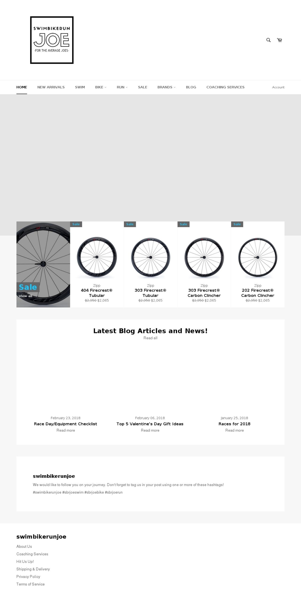 swimbikerunjoe.com — Shopify storefront screenshot