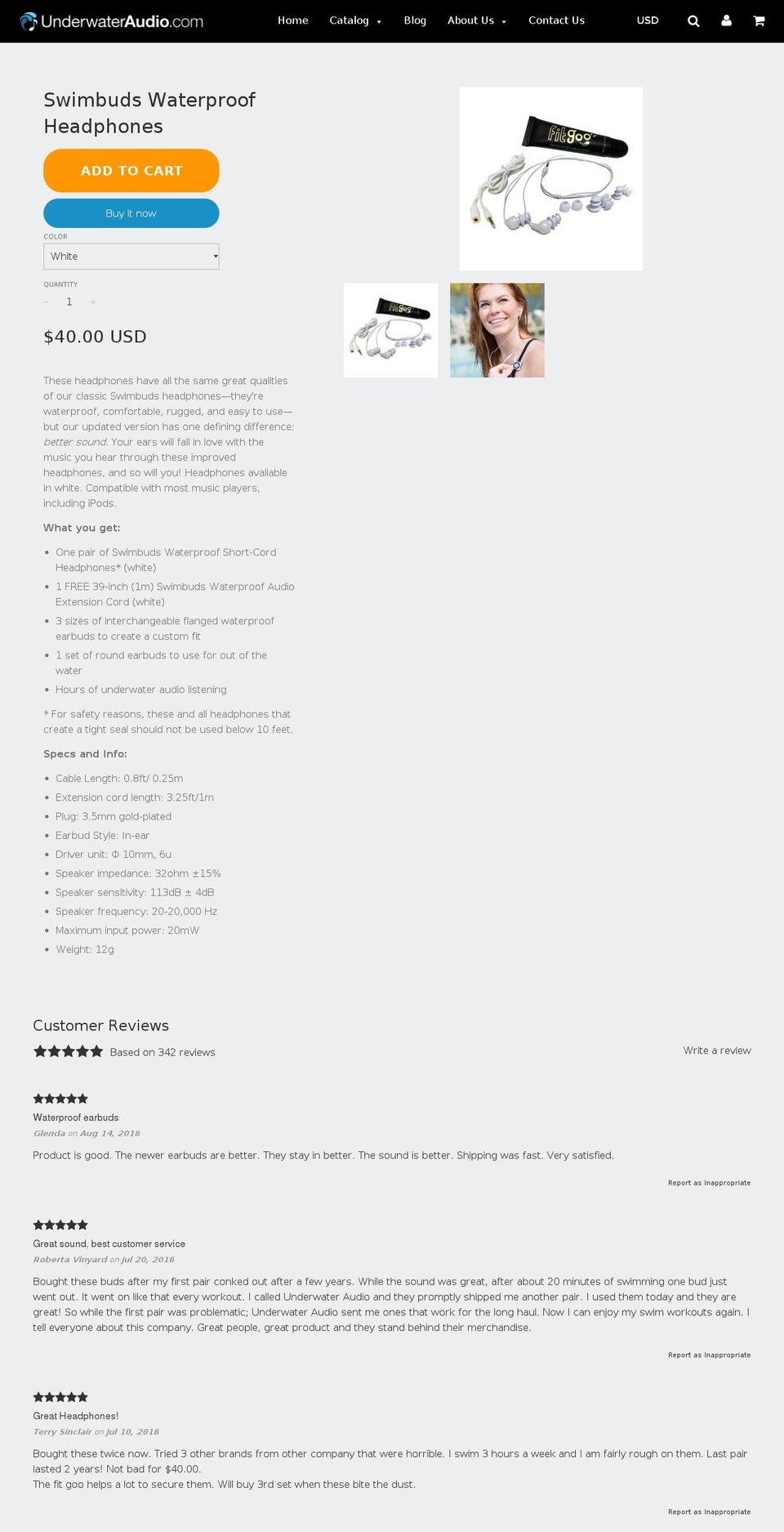 swimbuds.net shopify website screenshot