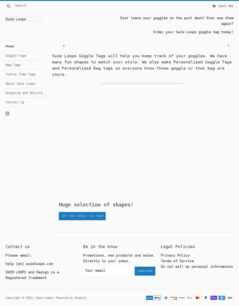 swimloops.com shopify website screenshot