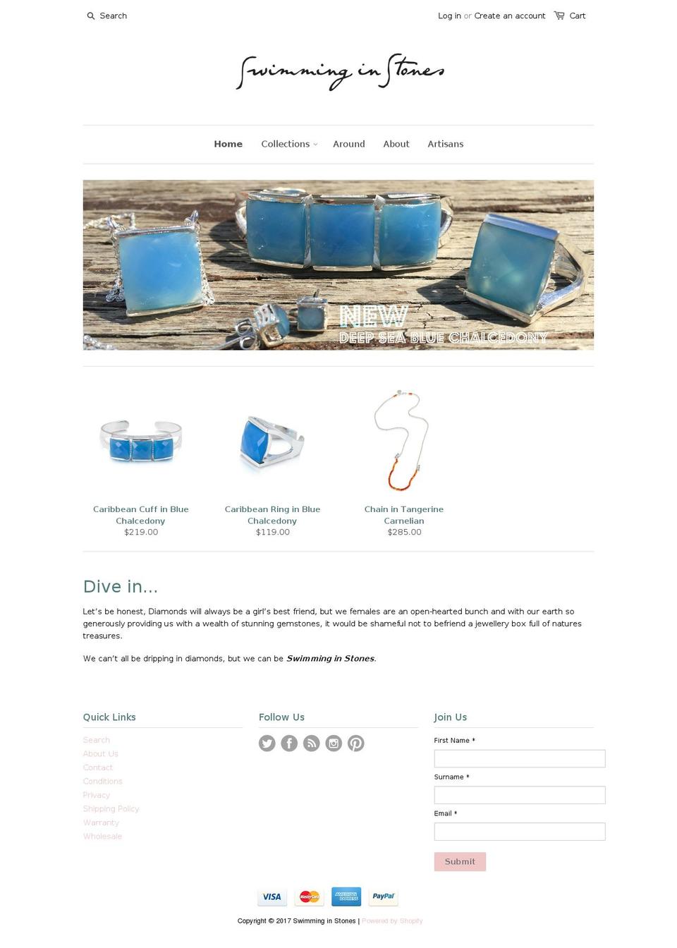 swimminginstones.com shopify website screenshot