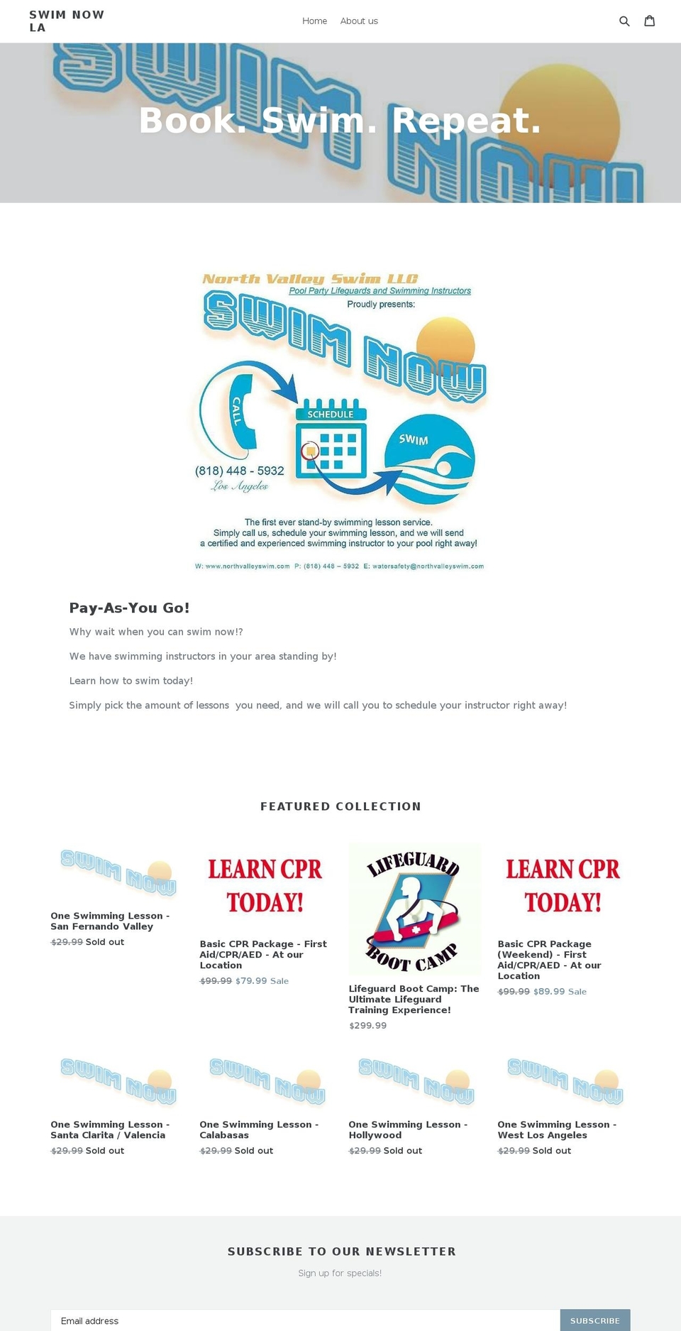 swimnowla.com — Shopify storefront screenshot